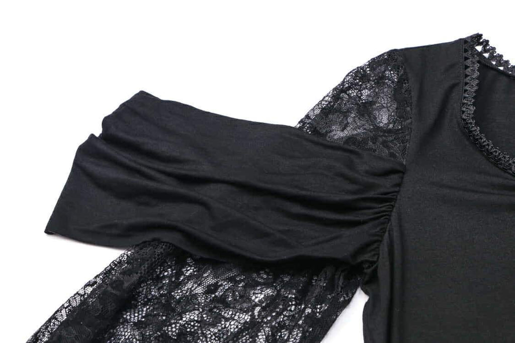 Darkinlove Women's Ruched Lace Goth Dress