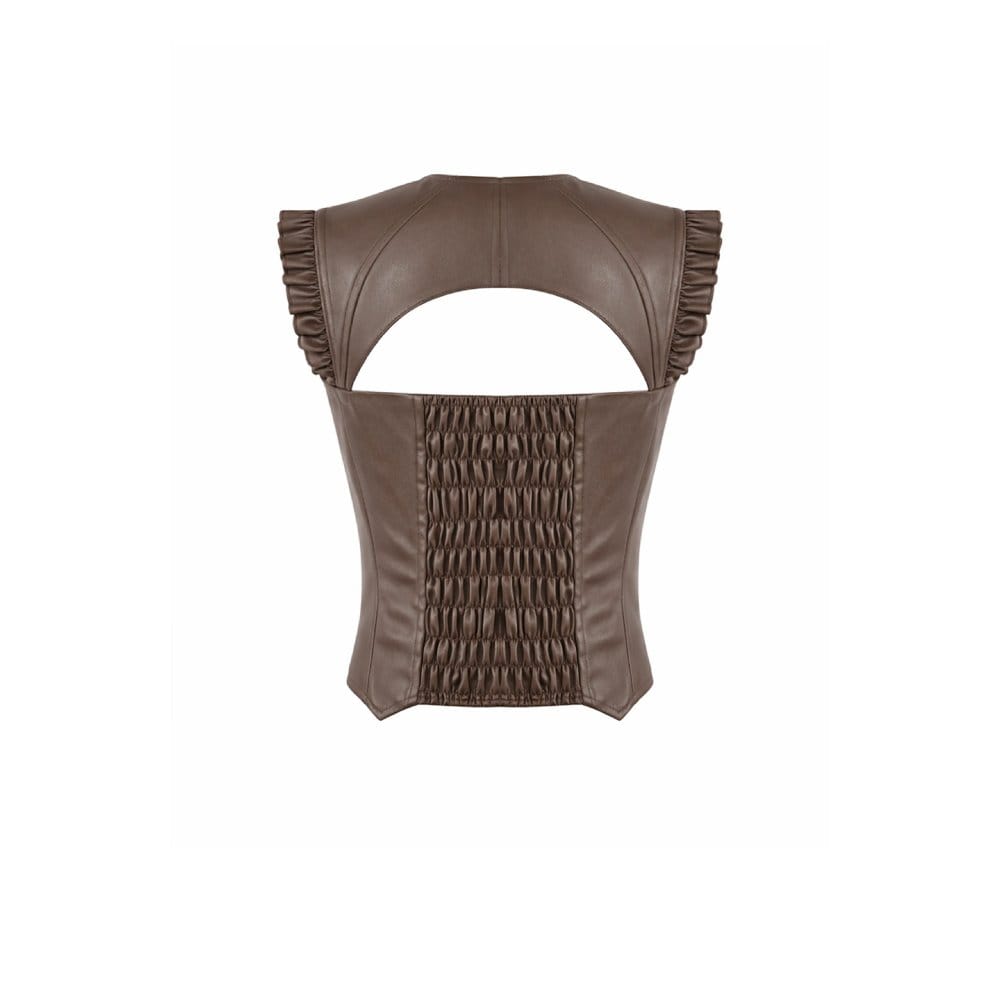 Darkinlove Women's Steampunk Buckle Strap Cutout Side Zipper Vest