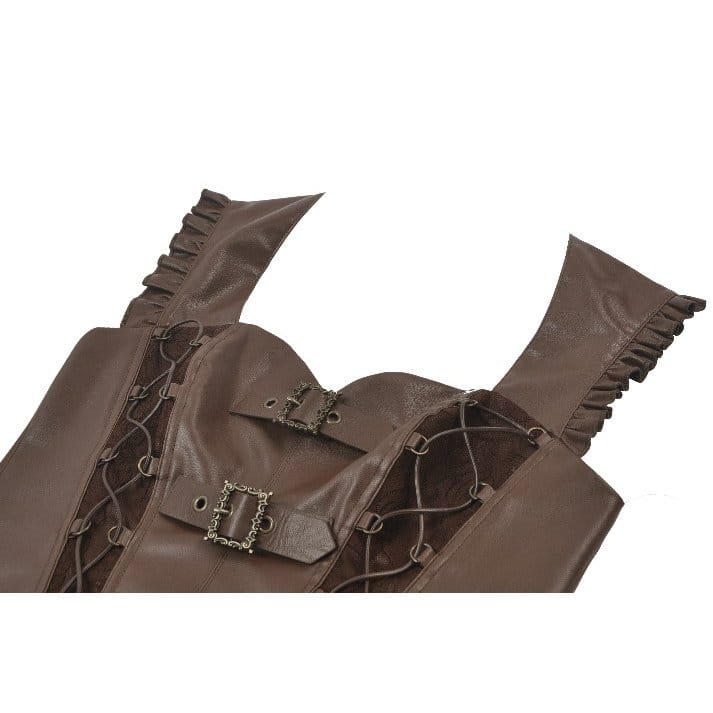 Darkinlove Women's Steampunk Buckle Strap Cutout Side Zipper Vest