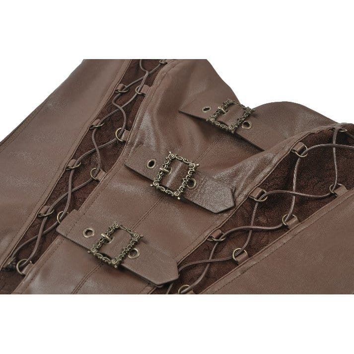 Darkinlove Women's Steampunk Buckle Strap Cutout Side Zipper Vest