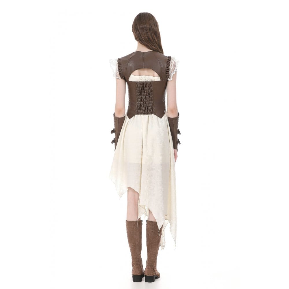 Darkinlove Women's Steampunk Buckle Strap Cutout Side Zipper Vest