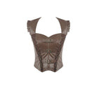 Darkinlove Women's Steampunk Buckle Strap Cutout Side Zipper Vest