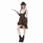 Darkinlove Women's Steampunk Buckle Straps High-Low Suspender Dress