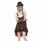 Darkinlove Women's Steampunk Buckle Straps High-Low Suspender Dress
