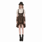 Darkinlove Women's Steampunk Buckle Straps High-Low Suspender Dress