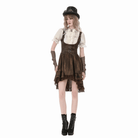Darkinlove Women's Steampunk Buckle Straps High-Low Suspender Dress