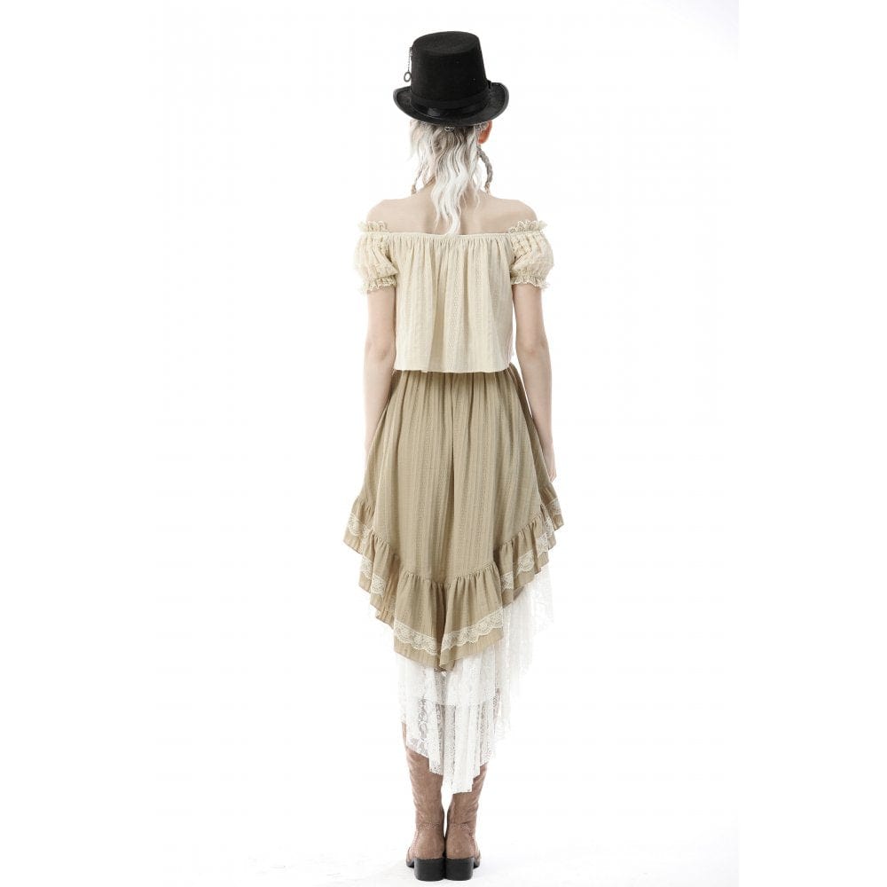 Darkinlove Women's Steampunk Gothic Layered Dovetail Skirt Victorian Ruffles Pirate Skirt