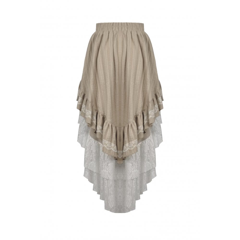 Darkinlove Women's Steampunk Gothic Layered Dovetail Skirt Victorian Ruffles Pirate Skirt