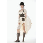 Darkinlove Women's Steampunk Irregular Buckle-up Underbust Corset with Detachable Pocket