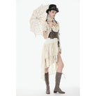 Darkinlove Women's Steampunk Irregular Buckle-up Underbust Corset with Detachable Pocket