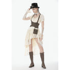 Darkinlove Women's Steampunk Irregular Buckle-up Underbust Corset with Detachable Pocket