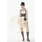 Darkinlove Women's Steampunk Irregular Buckle-up Underbust Corset with Detachable Pocket