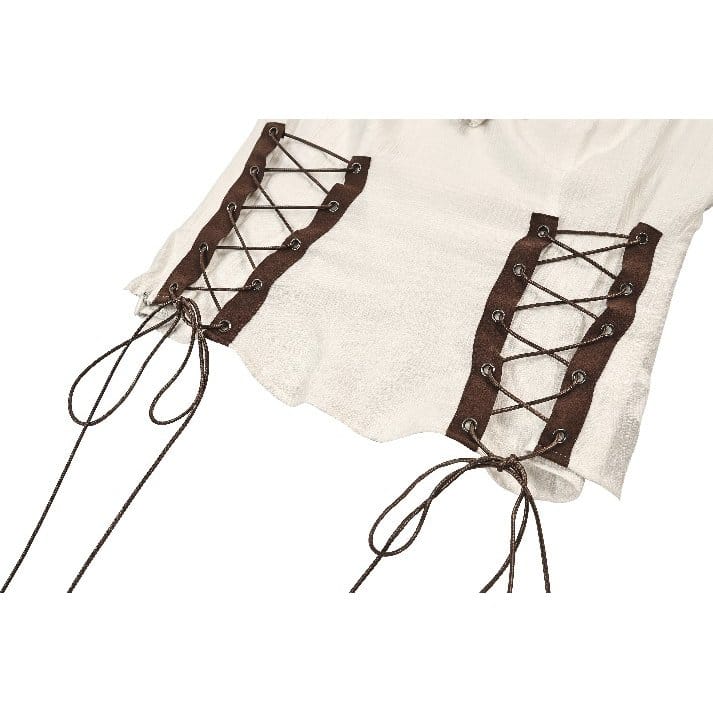 Darkinlove Women's Steampunk Lace-up Ruffle V-neck 3/4 Sleeve Blouse