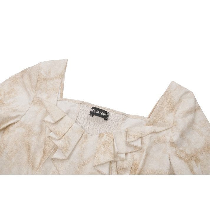 Darkinlove Women's Steampunk Ruffles Tie-Dye Crop Top