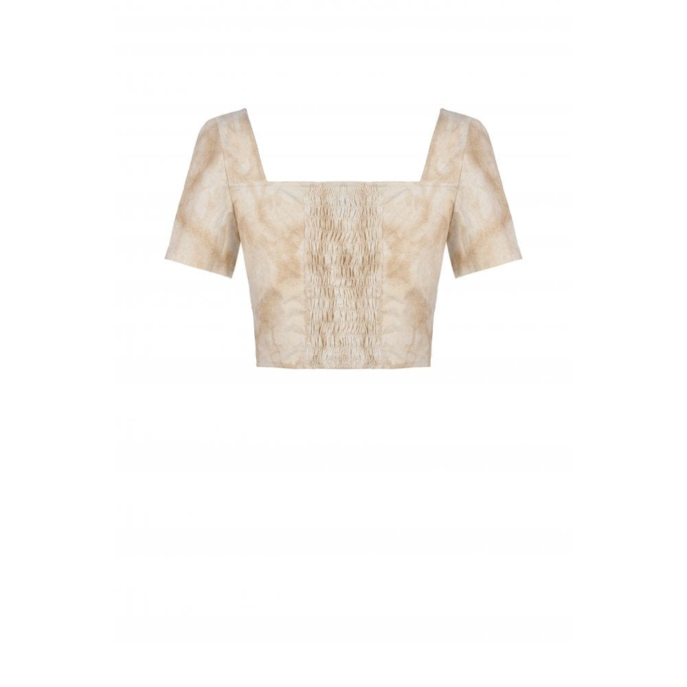 Darkinlove Women's Steampunk Ruffles Tie-Dye Crop Top