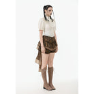 Darkinlove Women's Steampunk Tailcoat Bloomers with Anchor Buttons and Ruffled Trim