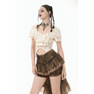 Darkinlove Women's Steampunk Tailcoat Bloomers with Anchor Buttons and Ruffled Trim