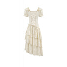 Darkinlove Women's Stempunk Asymmetric Layered Falbala Puff Short Sleeved Dress