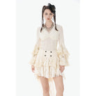 Darkinlove Women's Stempunk Lace Ruffled Layered High Low Skirt