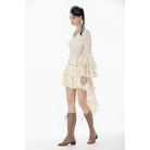 Darkinlove Women's Stempunk Lace Ruffled Layered High Low Skirt