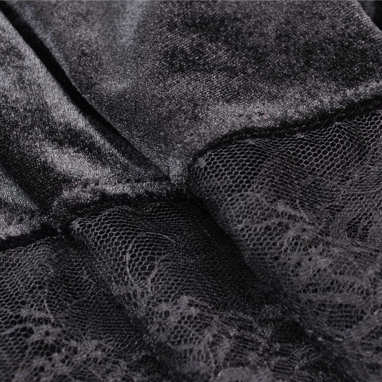 Darkinlove Women's Vintage Gothic Ruffles Velet Mini Skirts with Lace Hem