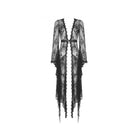 Darkinlove Women's Vintage Gothic Sheer Floral Lace Maxi Cape with Belts