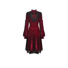 Darkinlove Women's Vintage Lace Collar Velet Dresses Red