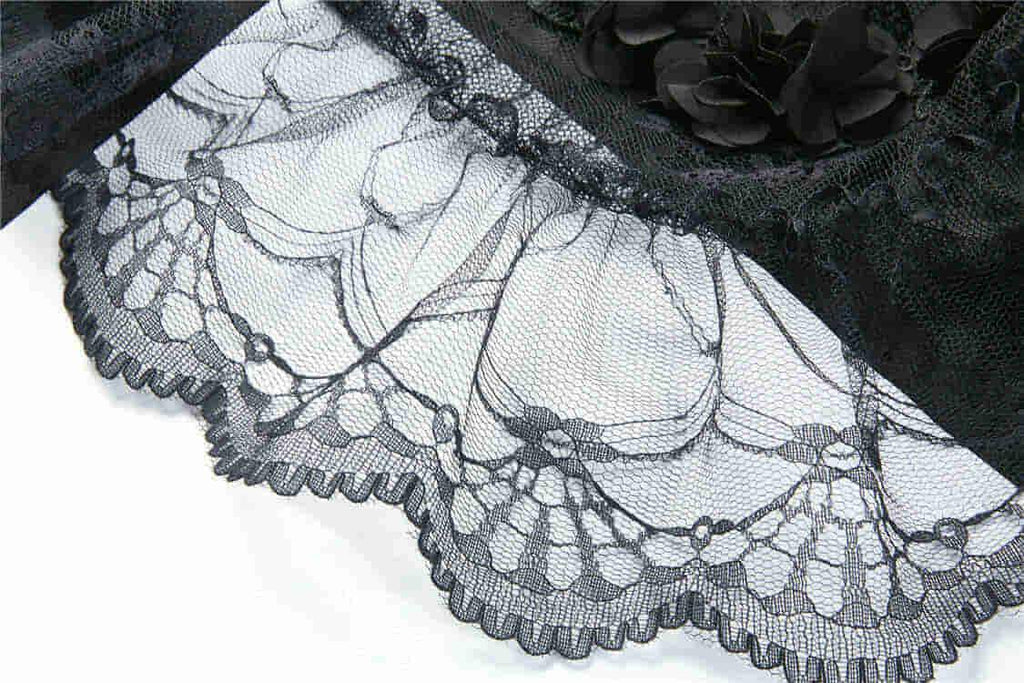 Darkinlove Women's Vintage Layered Lace & Velour Skirt