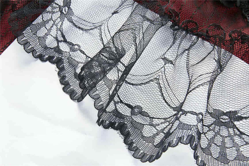 Darkinlove Women's Vintage Layered Lace & Velour Skirt