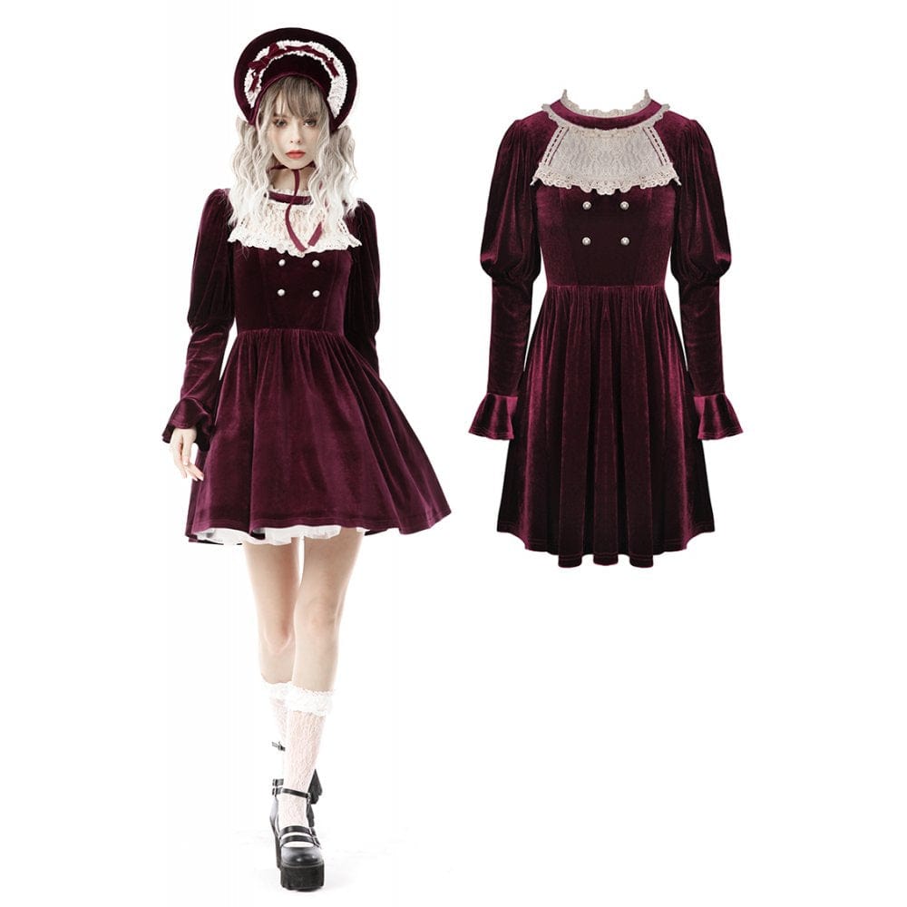 Darkinlove Women's Vintage Velet Court Dress Cosplay Dress