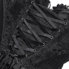 DEVIL FASHION Women's Gothic Lace-up Jacquard Overbust Corset with Asymmetrical Draped Sheer Chiffon Tails