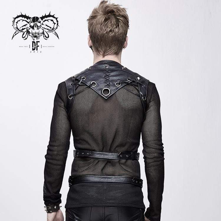 DEVIL FASHION Men's Goth Rivets Faux Leather Harness