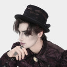 DEVIL FASHION Men's Gothic Bandage-Wrapped Streamers Top Hat Black