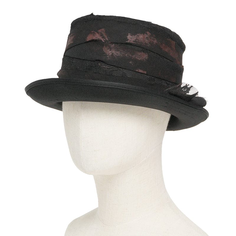 DEVIL FASHION Men's Gothic Bandage-Wrapped Streamers Top Hat Black