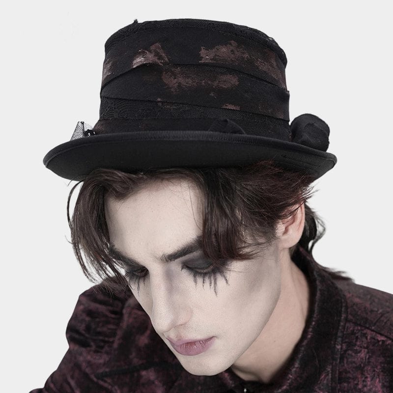 DEVIL FASHION Men's Gothic Bandage-Wrapped Streamers Top Hat Black