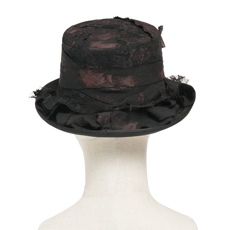 DEVIL FASHION Men's Gothic Bandage-Wrapped Streamers Top Hat Black