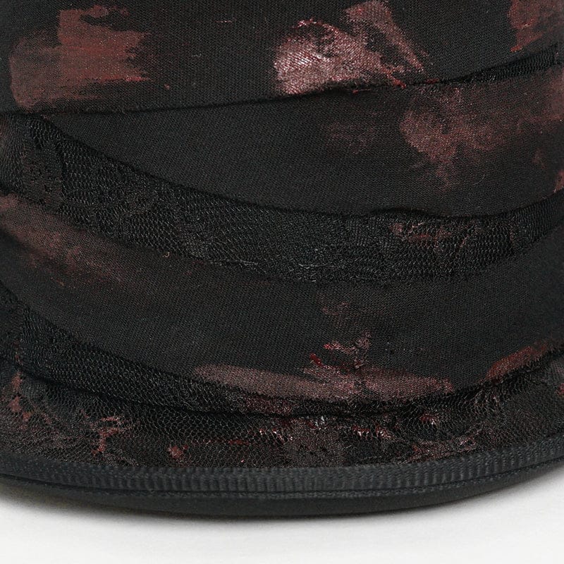 DEVIL FASHION Men's Gothic Bandage-Wrapped Streamers Top Hat Black