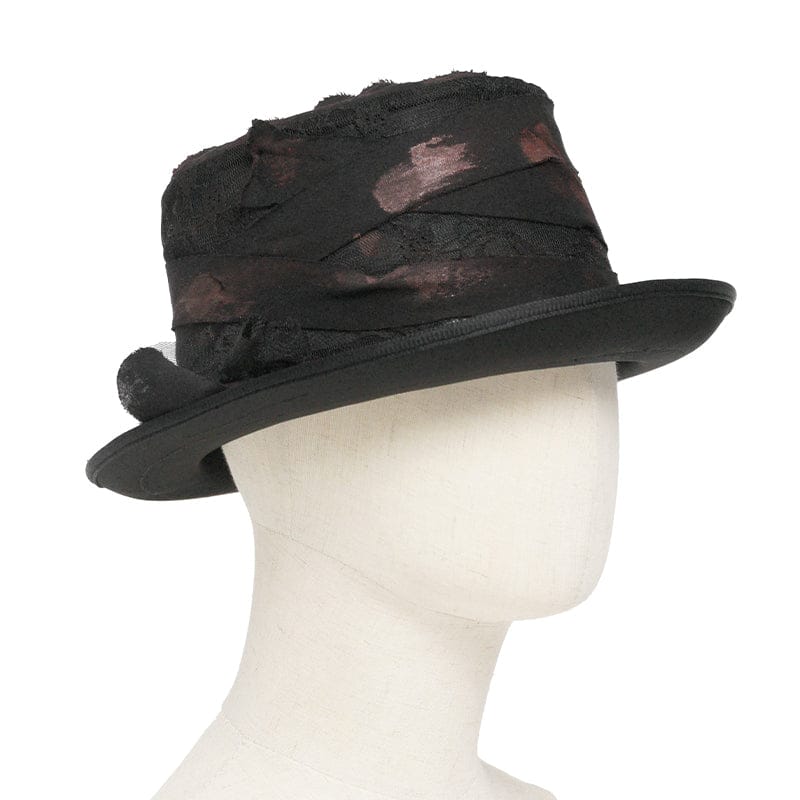 DEVIL FASHION Men's Gothic Bandage-Wrapped Streamers Top Hat Black