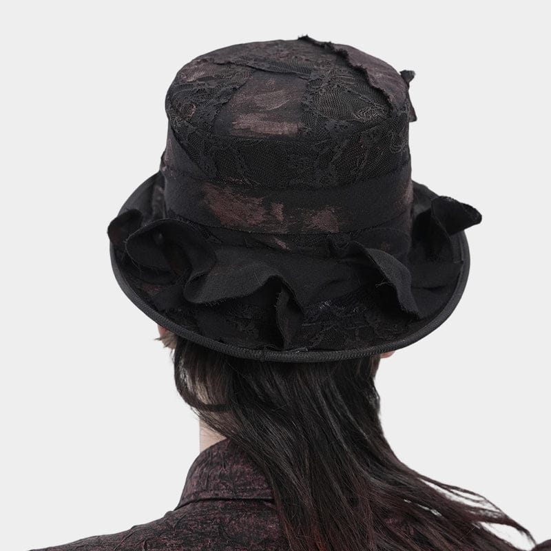 DEVIL FASHION Men's Gothic Bandage-Wrapped Streamers Top Hat Black