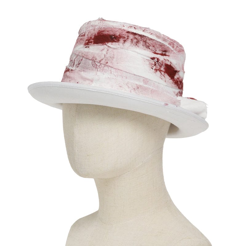 DEVIL FASHION Men's Gothic Bandage-Wrapped Streamers Top Hat White