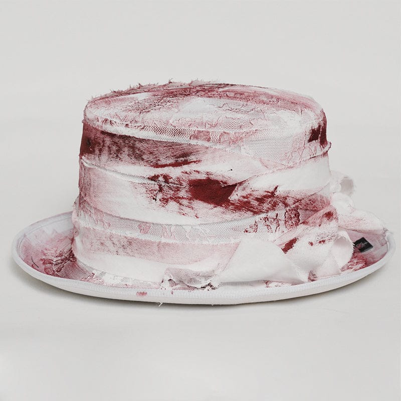 DEVIL FASHION Men's Gothic Bandage-Wrapped Streamers Top Hat White