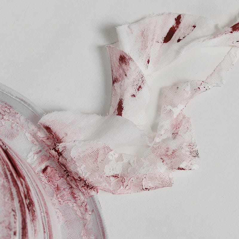 DEVIL FASHION Men's Gothic Bandage-Wrapped Streamers Top Hat White