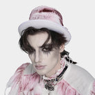 DEVIL FASHION Men's Gothic Bandage-Wrapped Streamers Top Hat White