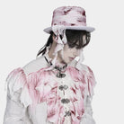 DEVIL FASHION Men's Gothic Bandage-Wrapped Streamers Top Hat White