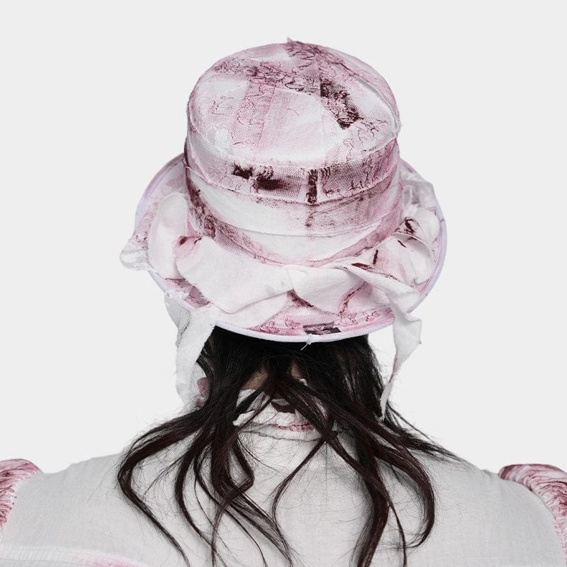 DEVIL FASHION Men's Gothic Bandage-Wrapped Streamers Top Hat White