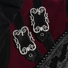 DEVIL FASHION Men's Gothic Beaded Trim Buckle Strap Zip Jacket Black