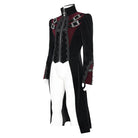DEVIL FASHION Men's Gothic Beaded Trim Buckle Strap Zip Jacket Black