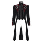 DEVIL FASHION Men's Gothic Beaded Trim Buckle Strap Zip Jacket Black
