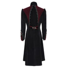 DEVIL FASHION Men's Gothic Beaded Trim Buckle Strap Zip Jacket Black