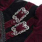 DEVIL FASHION Men's Gothic Beaded Trim Buckle Strap Zip Jacket Red